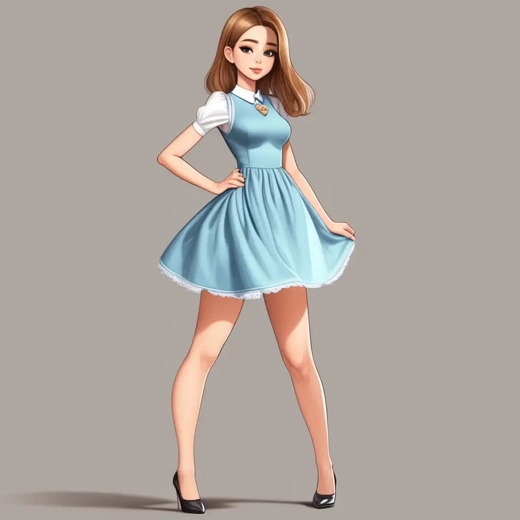 Sultry Cartoon Woman in Elegant Evening Wear with Alluring Pose
