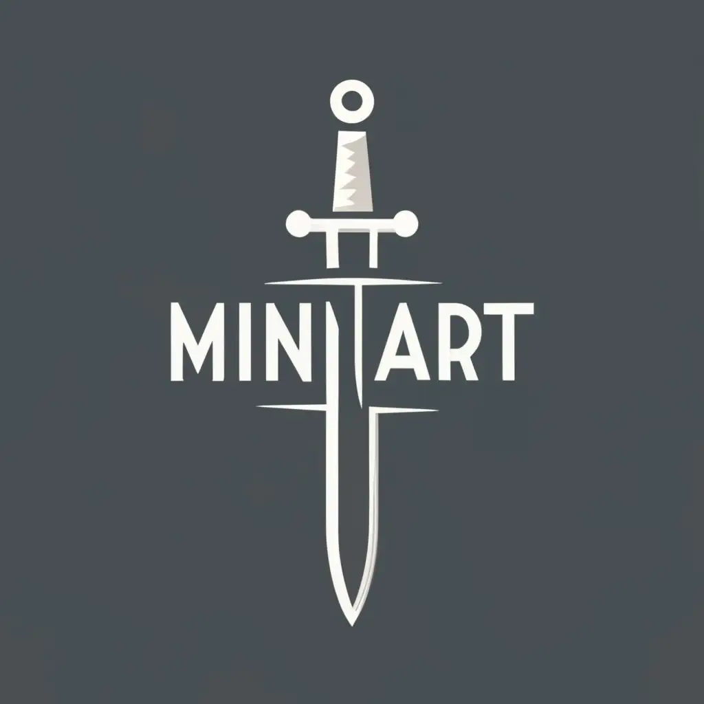 logo, sword, with the text "MiniArt Creations", typography