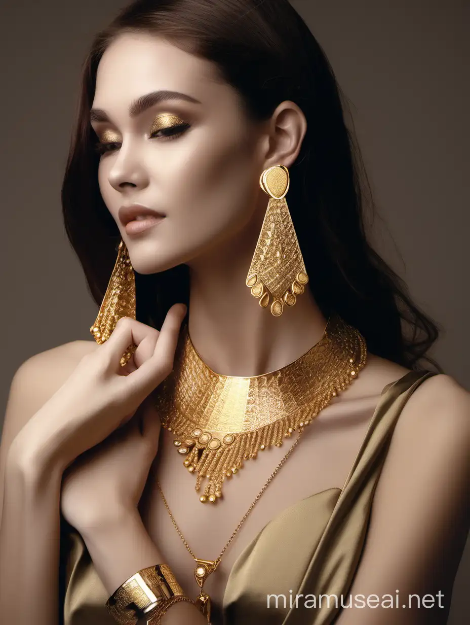Elegant Ladies Adorned with Exquisite Gold Jewelry