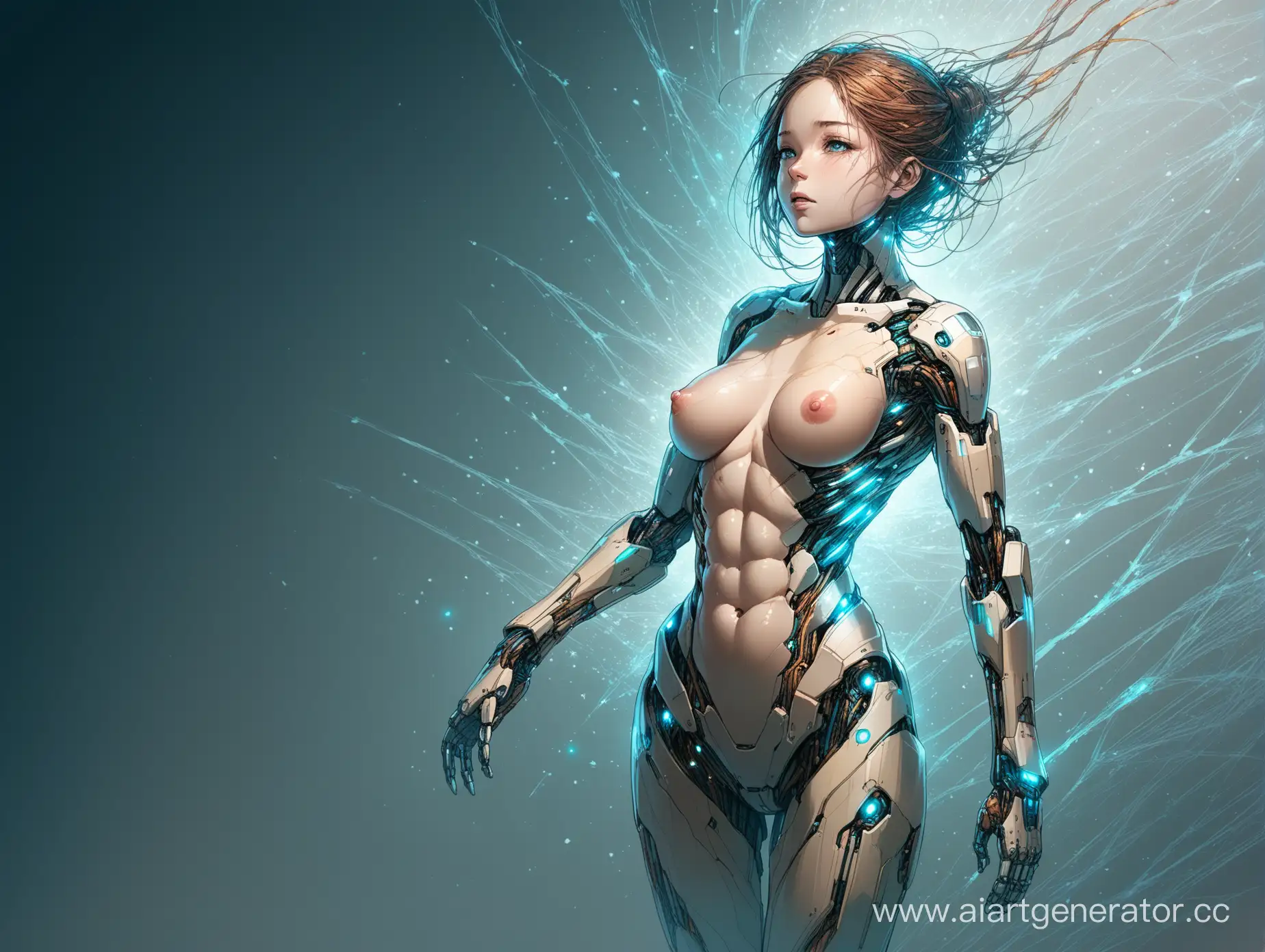 Positive prompt: a cyborg robot, lights, scars, refractions, posing, ultradetailed, HD, 8K, highlights, good lighting, the most amazing effect, sci-fi, ((art by carne griffiths and sean yoro))

Negative prompt: childish, poorly drawn, poor detail, poor quality, nipples

Parameters: CFG scale: 7, Steps: 30, Sampler: DPM++ 2S a Karras, Seed: 123454348, Size: 512x768, Model hash: 6a21b428a3, Denoising strength: 0.3, ENSD: 31337, Hires upscale: 2, Hires upscaler: 4x-UltraSharp