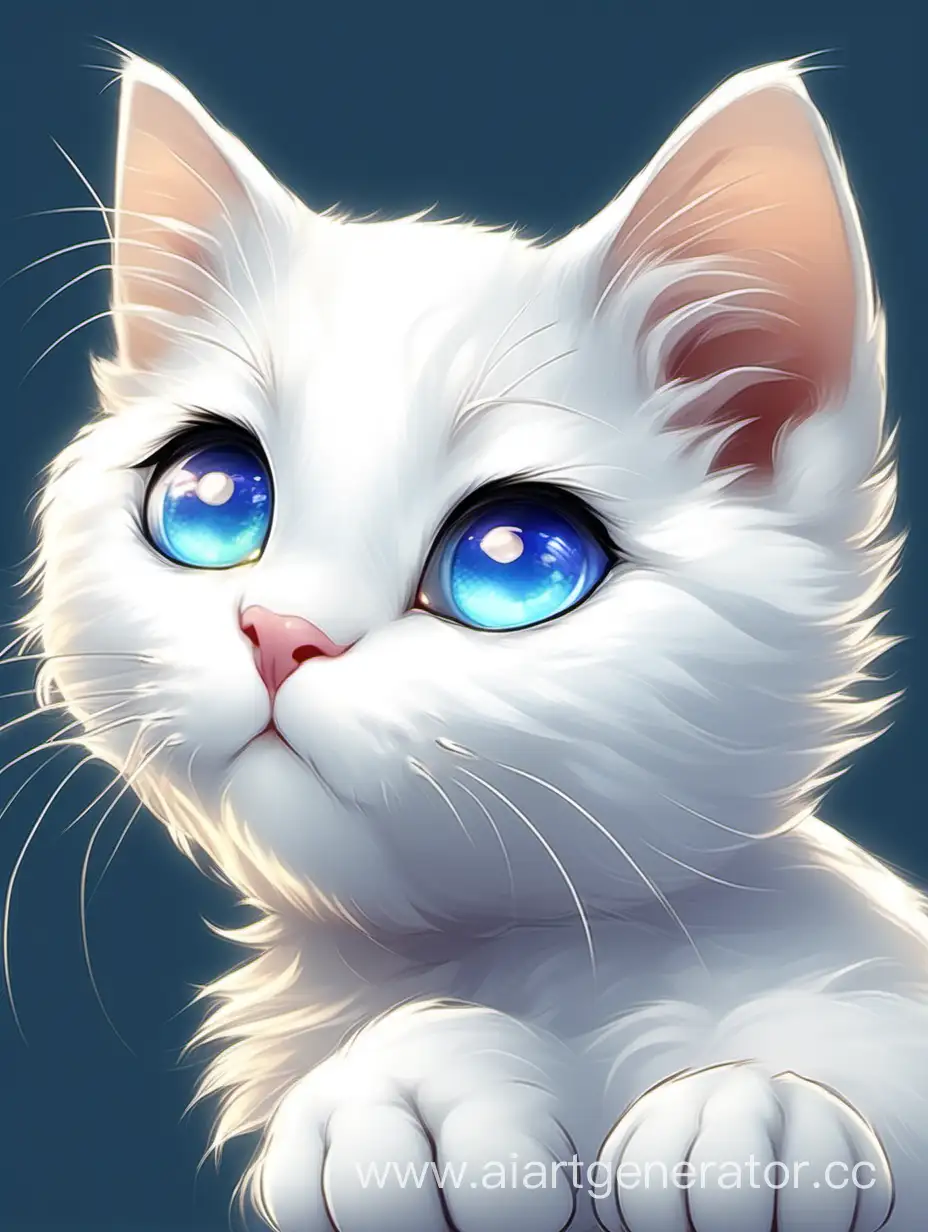 Adorable-Cartoonish-White-Kitten-with-Enchanting-Blue-Eyes