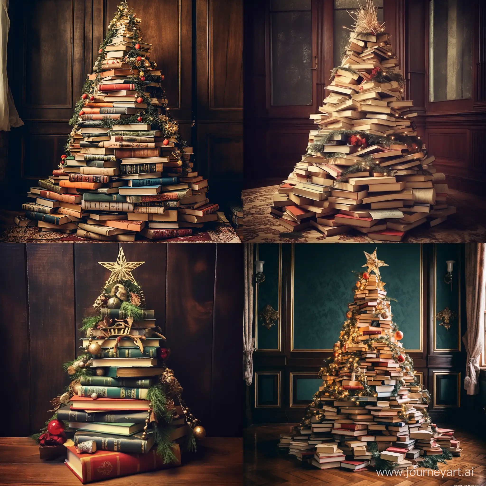 Festive-Christmas-Tree-Made-of-Books-Unique-Holiday-Decor