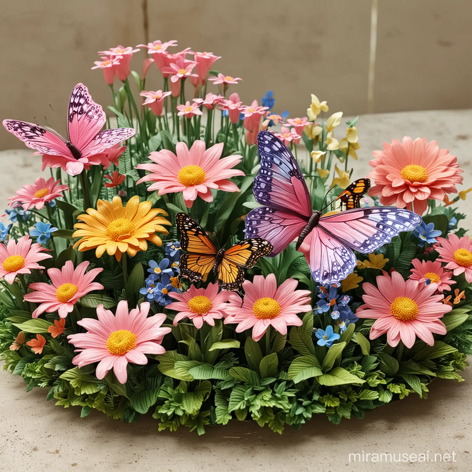 Colorful 3D Butterfly Garden at Dawn Perfect for Mothers Day