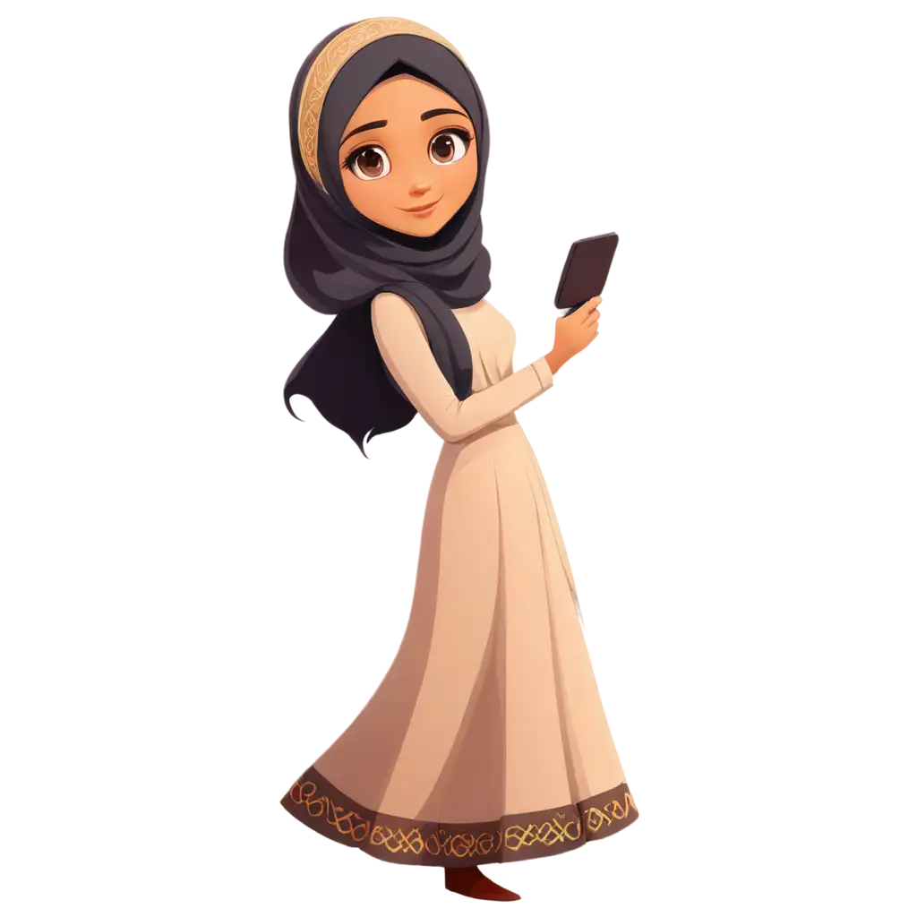 Cute-Muslim-Girl-Cartoon-PNG-Islamic-Ornament-Design-for-Diverse-Applications