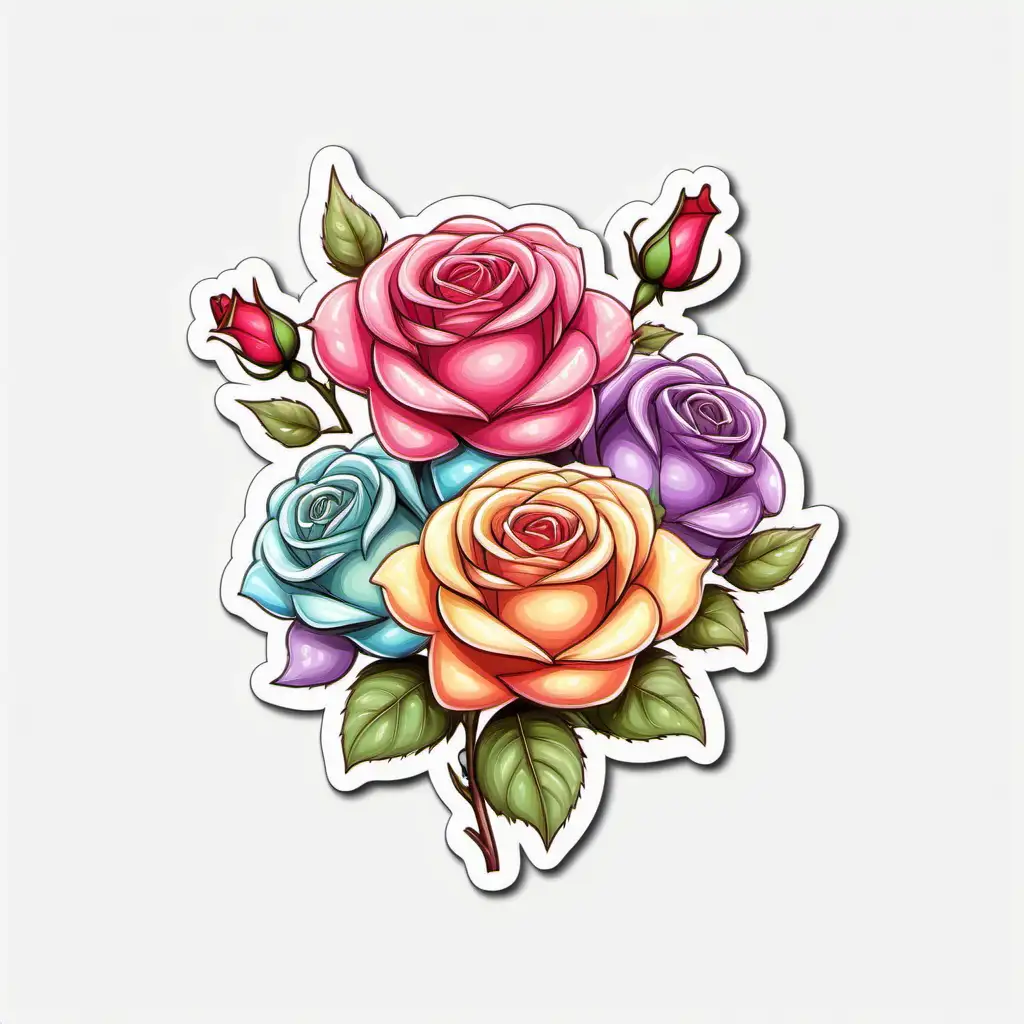 Whimsical Fairytale Cartoon with Bright Roses and Pastel Colors