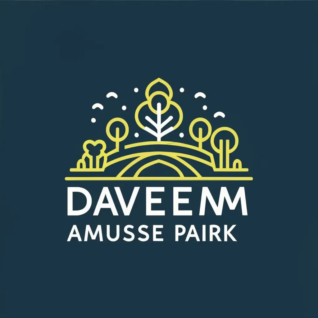 logo, ParK, with the text "Davem Amuse Park", typography, be used in Real Estate industry