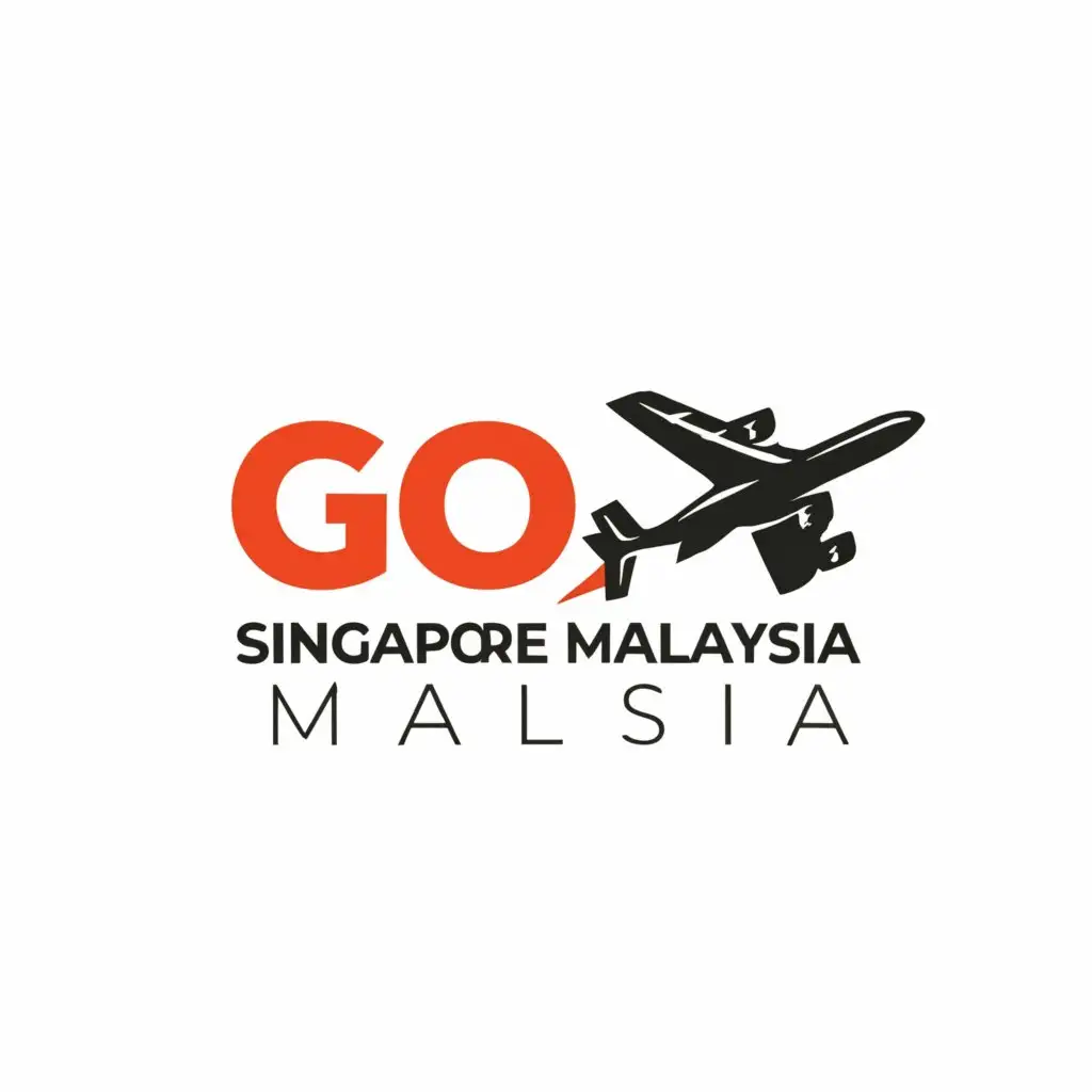 a logo design,with the text "Go singapore malaysia", main symbol:Plane,Minimalistic,be used in Travel industry,clear background