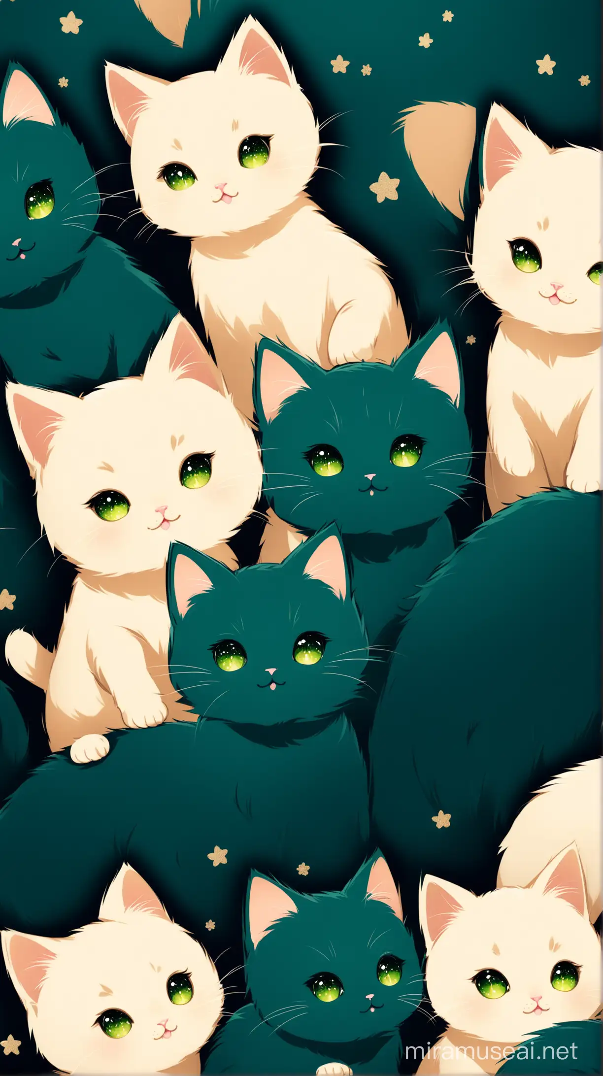 Adorable Kittens on Dark BlueGreen Background Wallpaper and Phone Wallpaper