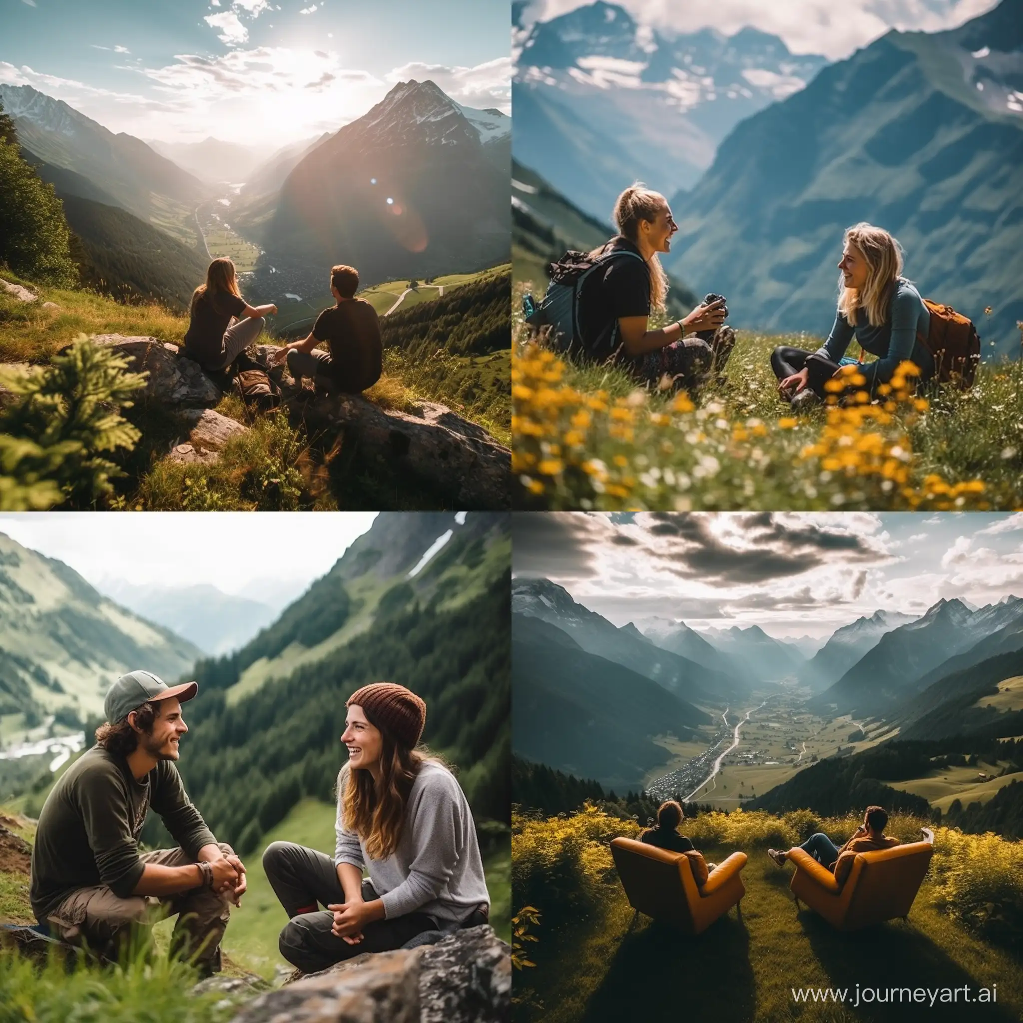 Mountain-Conversation-Friends-Enjoying-Scenic-Switzerland-View