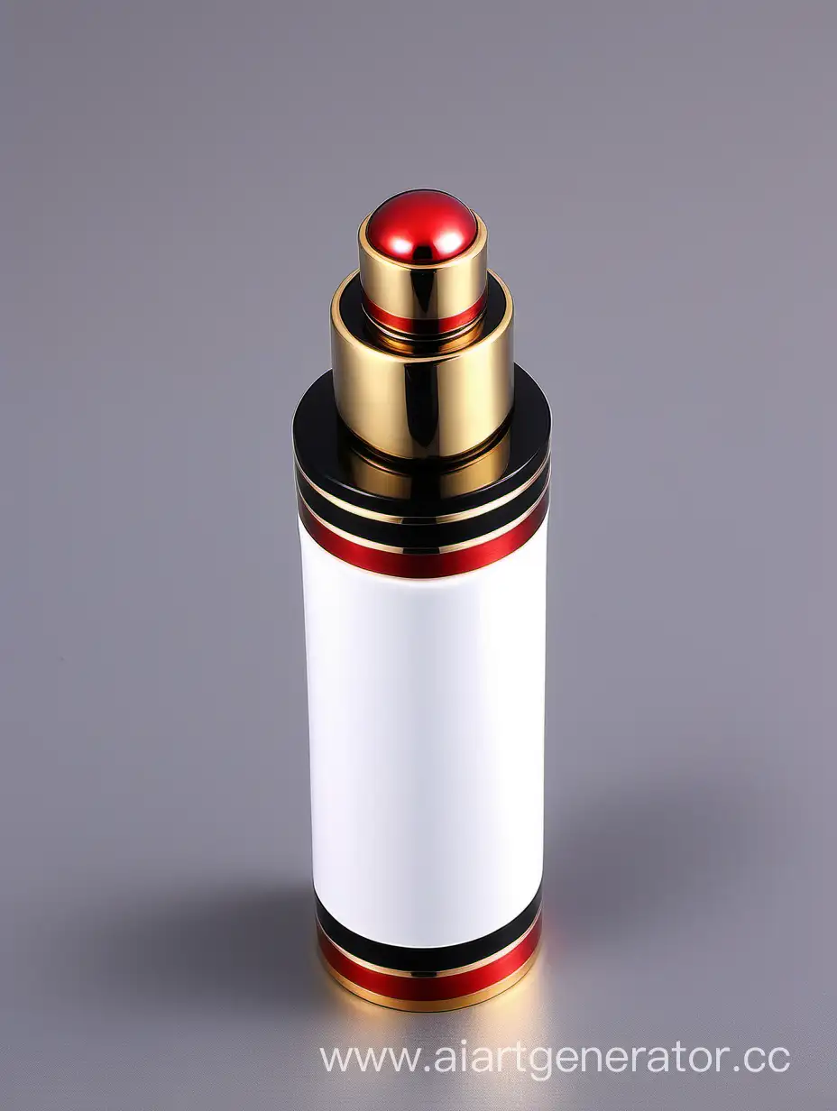 Zamac Perfume decorative ornamental long cap,  white  black color with matt RED WITH GOLD LINES metallizing finish