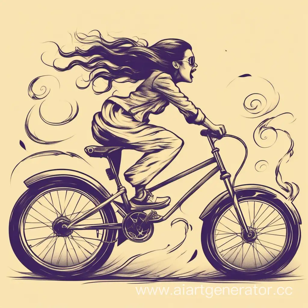 Energetic-Young-Girl-Riding-a-Bicycle-with-Enthusiasm
