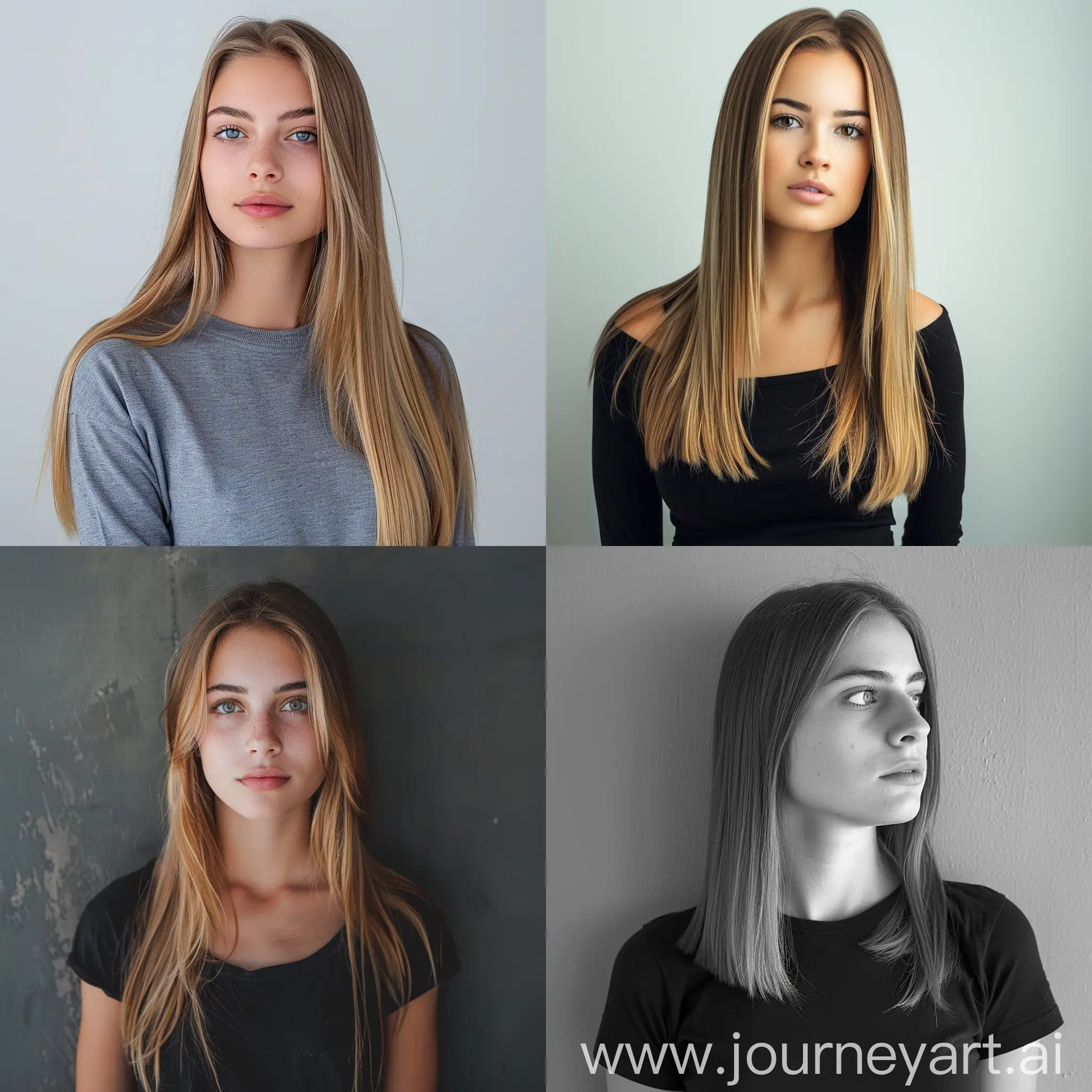 full length photo of a girl with straight hair