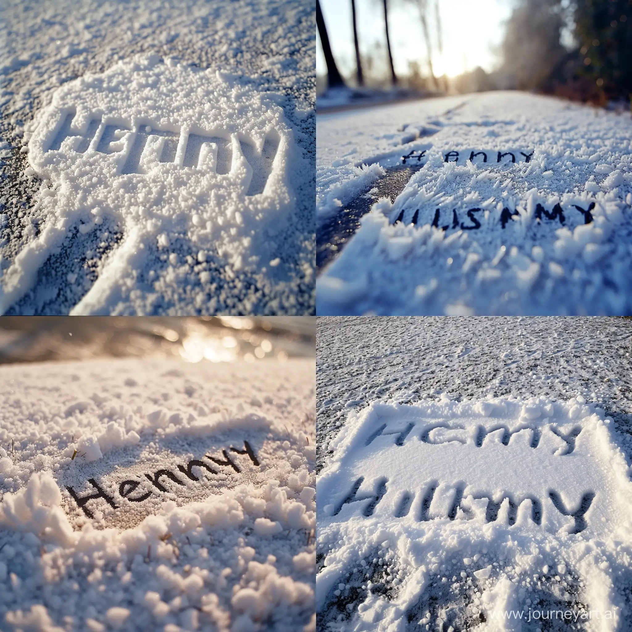 The name "Henry" and "UCLISMY" in the snow is cool