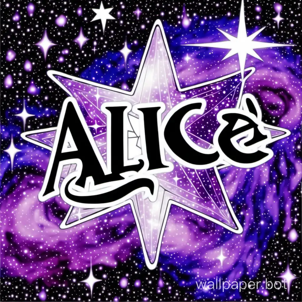 Name sign Alice as a star in a purple galaxy