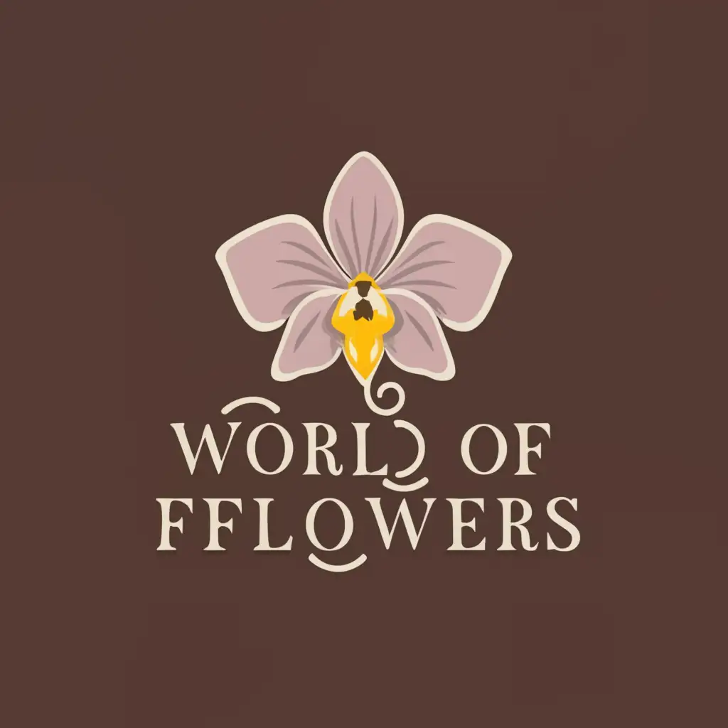 a logo design,with the text "world of flowers", main symbol:orchid,Moderate,be used in Retail industry,clear background