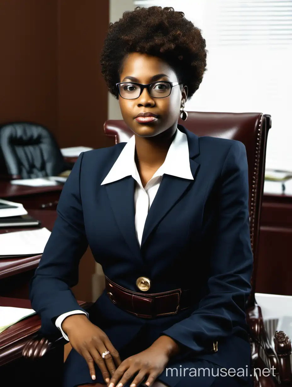 Young African American Businesswoman Seated in Office Setting
