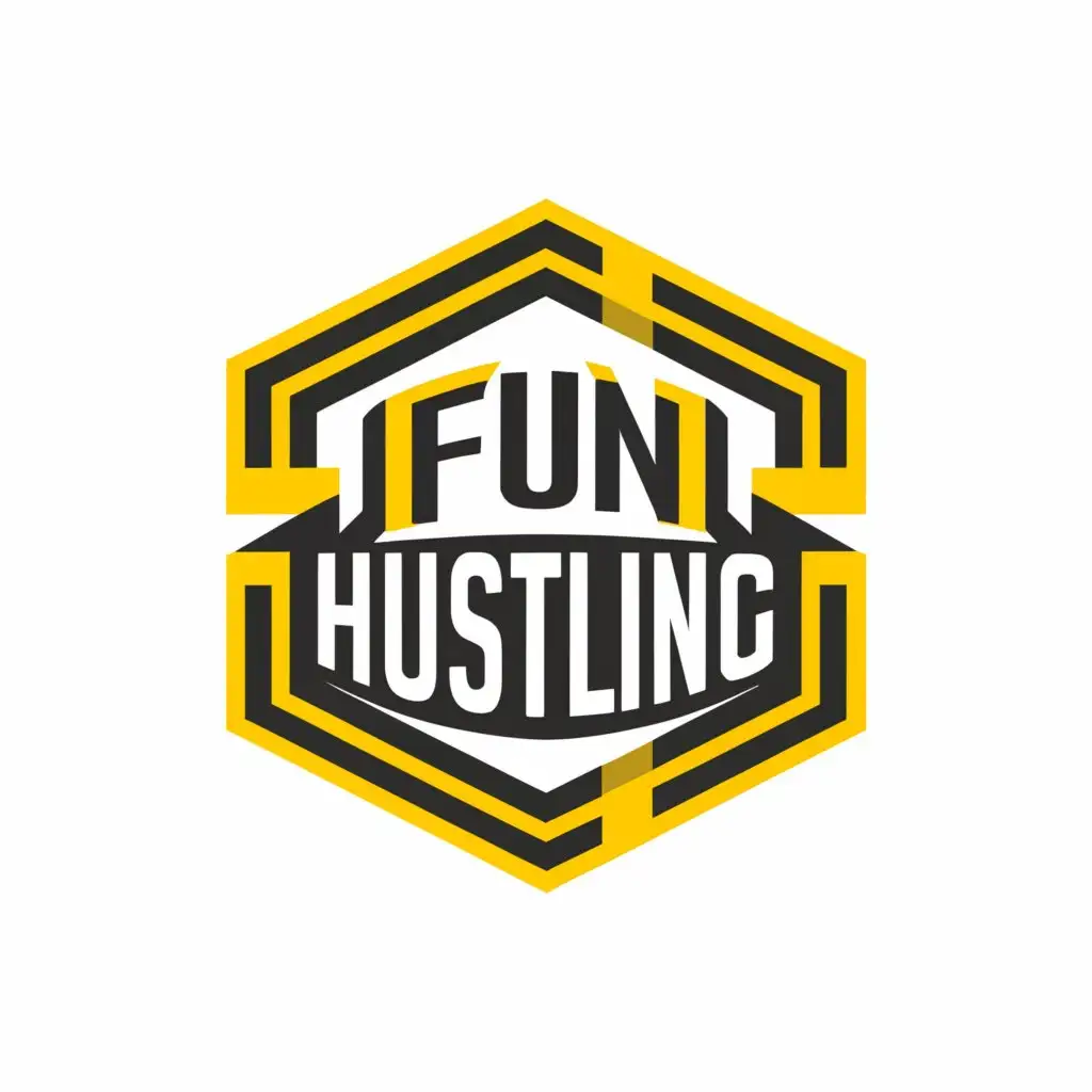 a logo design,with the text "Fun Hustling", main symbol:Octagonal with yellow, white background and black border,Moderate,be used in Education industry,clear background