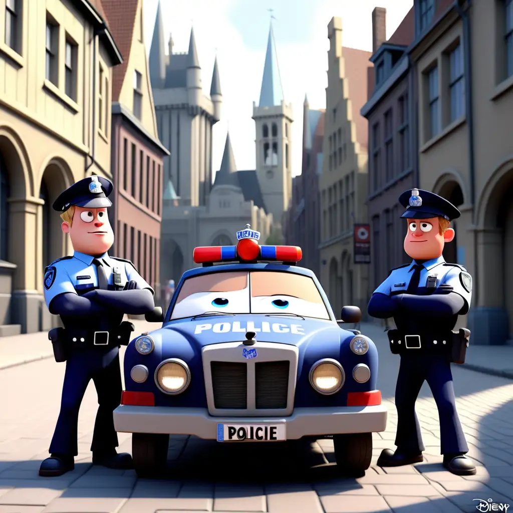 The police in Ghent Disney Pixar Style.