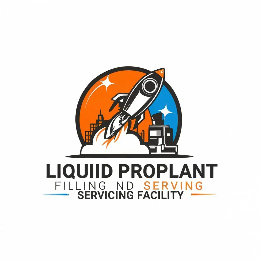 a logo design,with the text "Liquid Propellant Filling and Servicing Facility ", main symbol:rocket with human feeling fuel ,complex,be used in Automotive industry,clear background