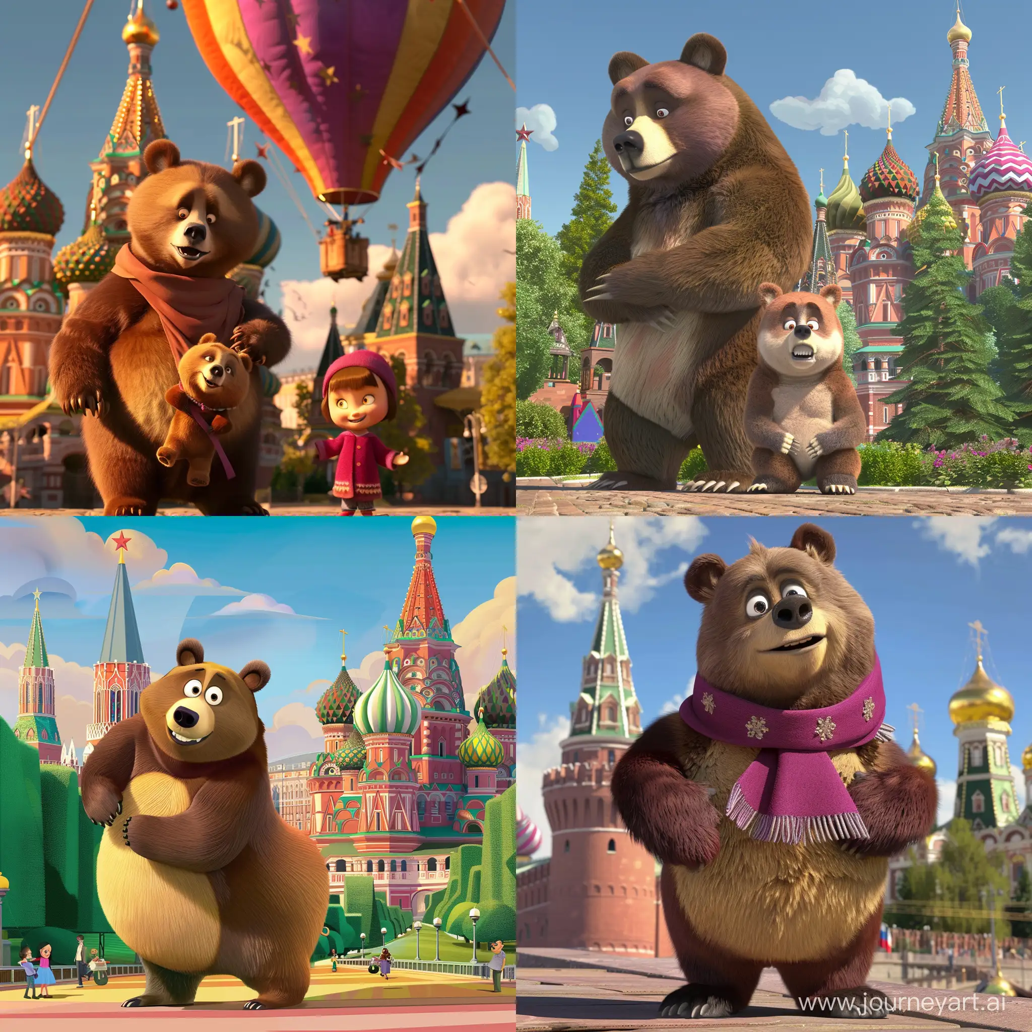 Moscow-Cityscape-with-Masha-and-the-Bear-Cartoon-Theme