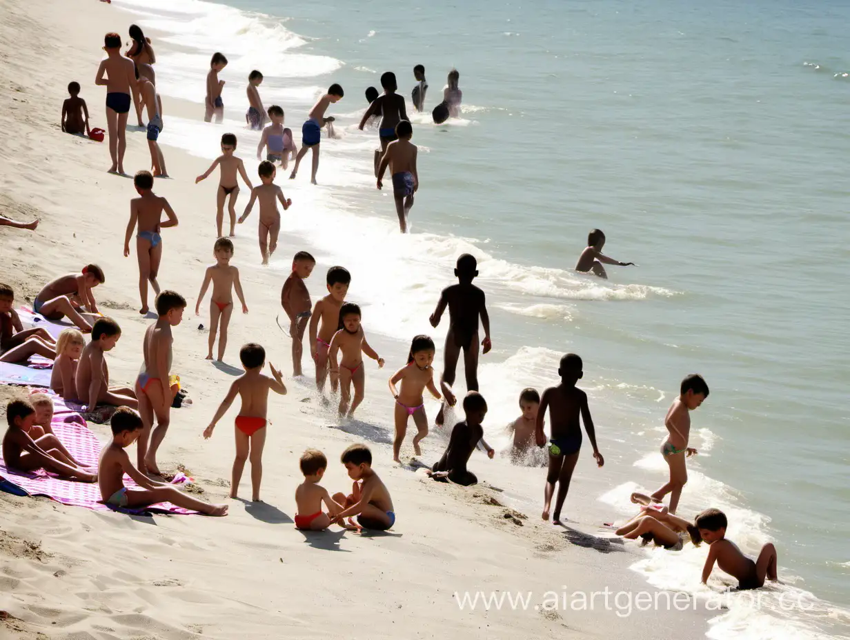 Joyful-Children-Playing-and-Sunbathing-on-the-Beach