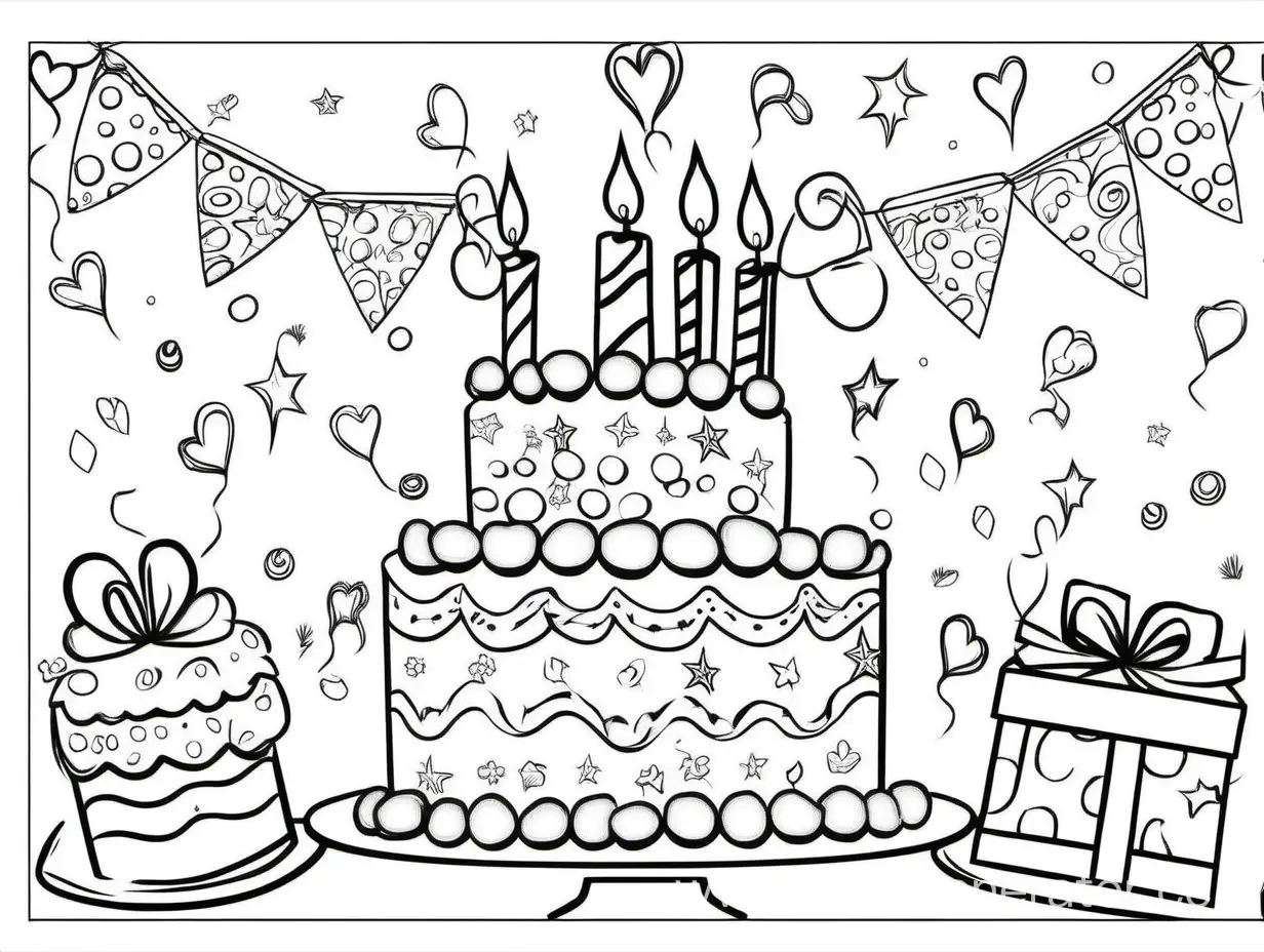 Joyful Birthday Wishes in Childrens Coloring Page | AI Art Generator