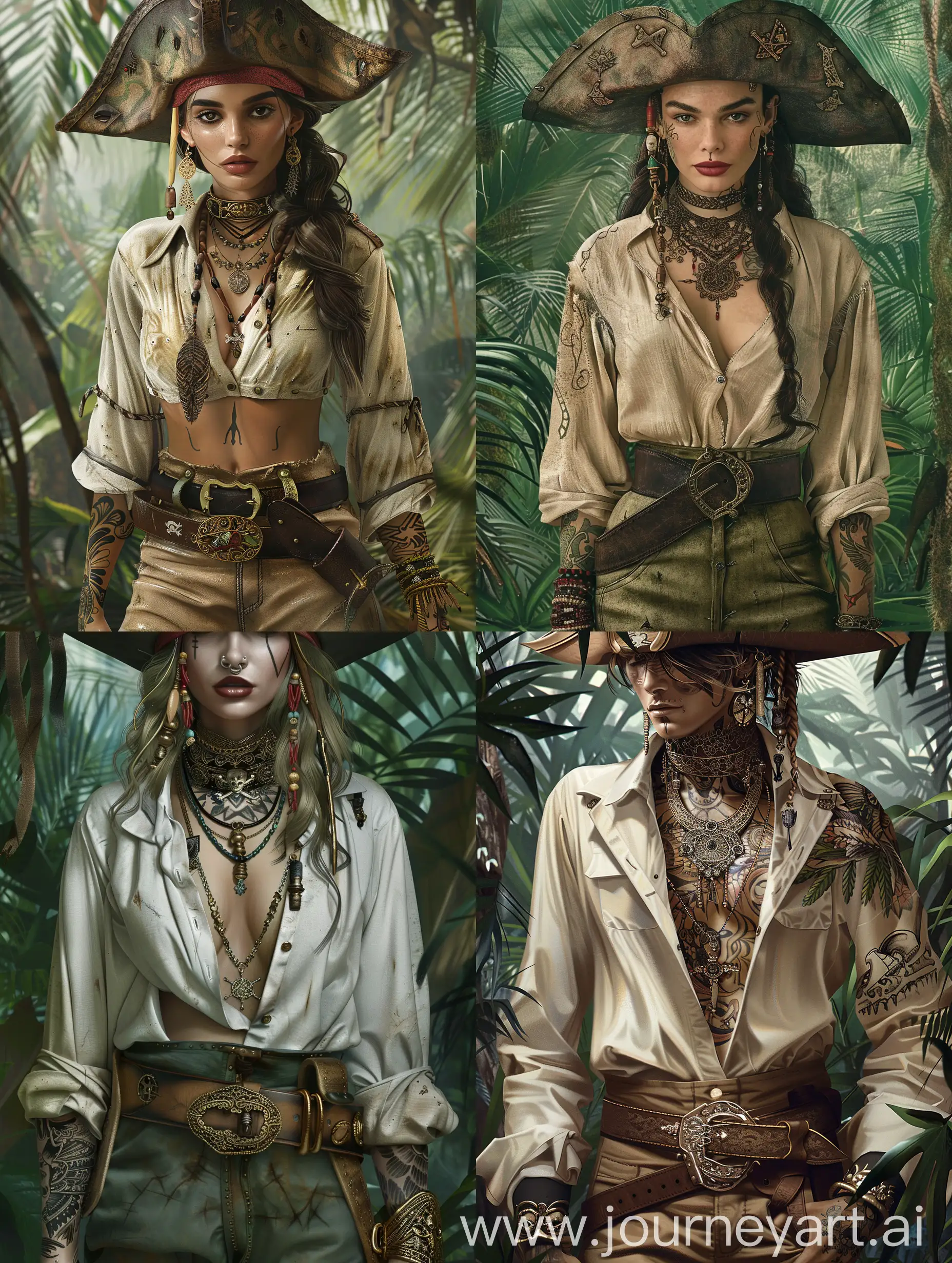 Grunge-Style-Chic-Female-Pirate-with-Filigree-Ethnic-Jewelry-in-Realistic-Jungle-Setting