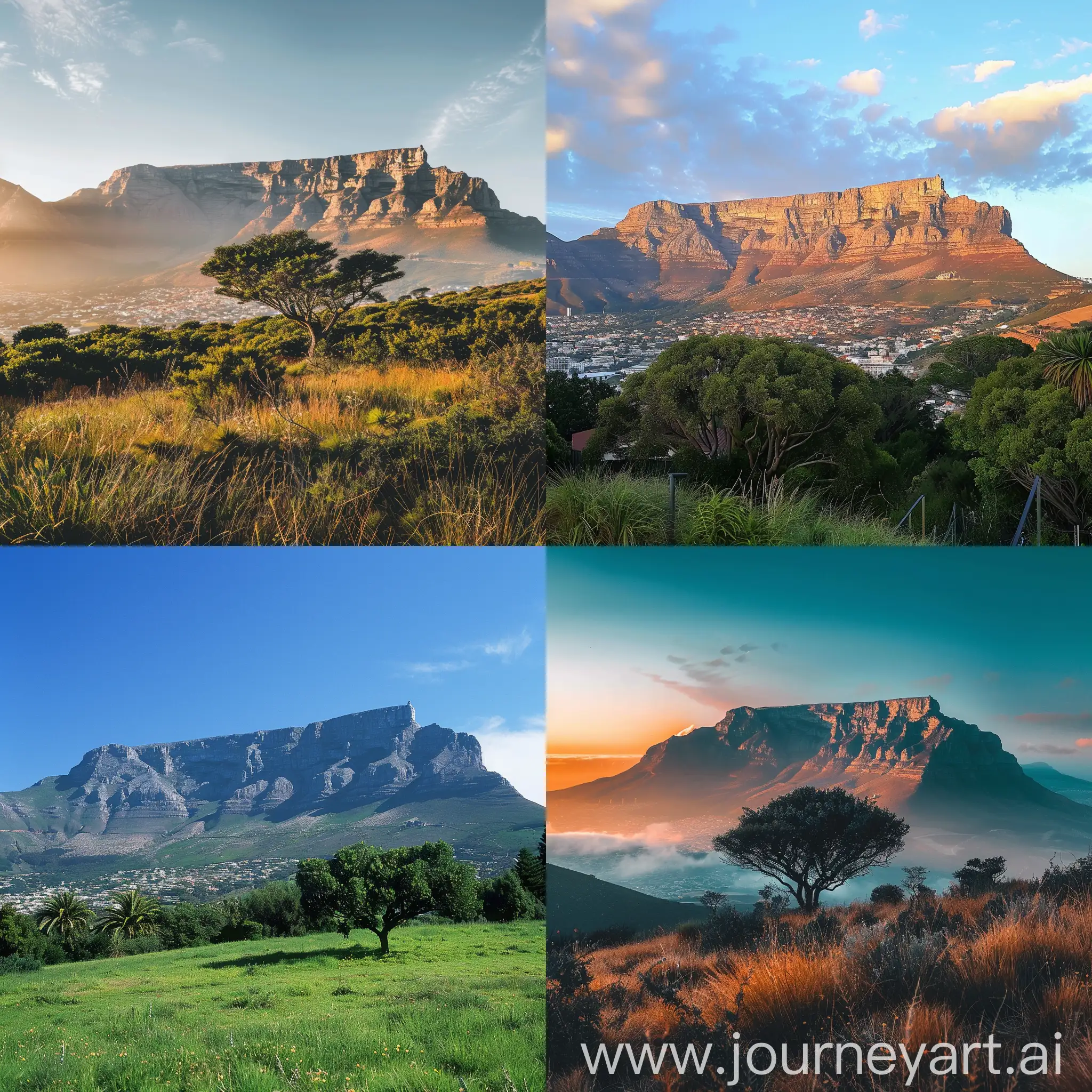 Table mountain in south Africa with Barcelona design 