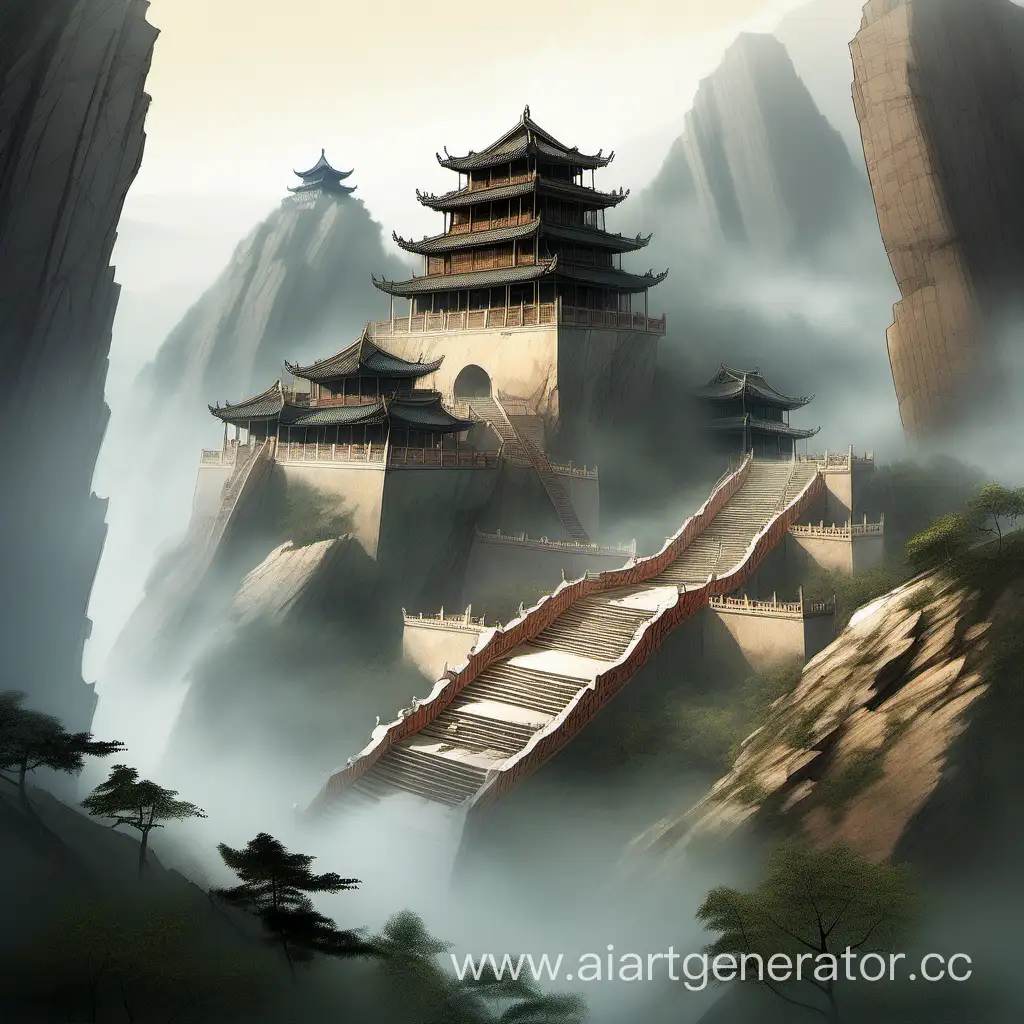 Mystical-Shaolin-Palace-Ancient-Mountain-Summit-and-Misty-Swamp-View