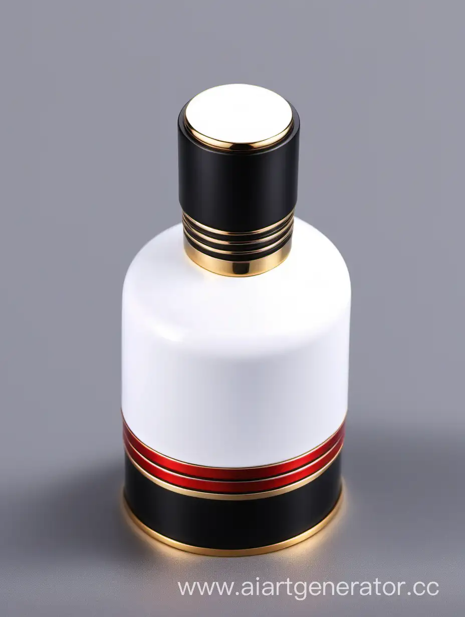 Zamac Perfume decorative ornamental long cap,  white  black color with matt RED WITH GOLD LINES metallizing finish