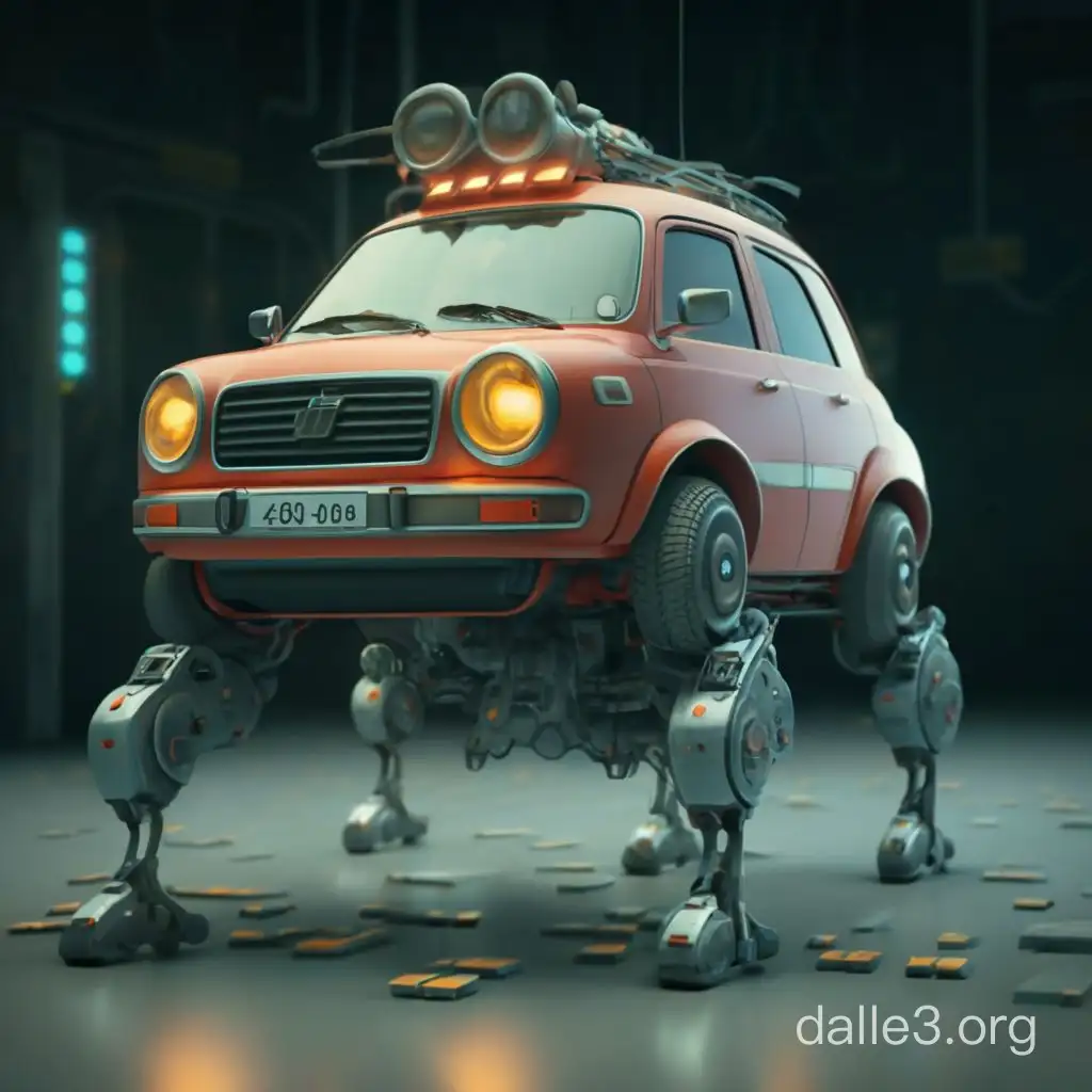 Futuristic Concept Art Anthropomorphic Car Walking on Two Legs | Dalle3 AI