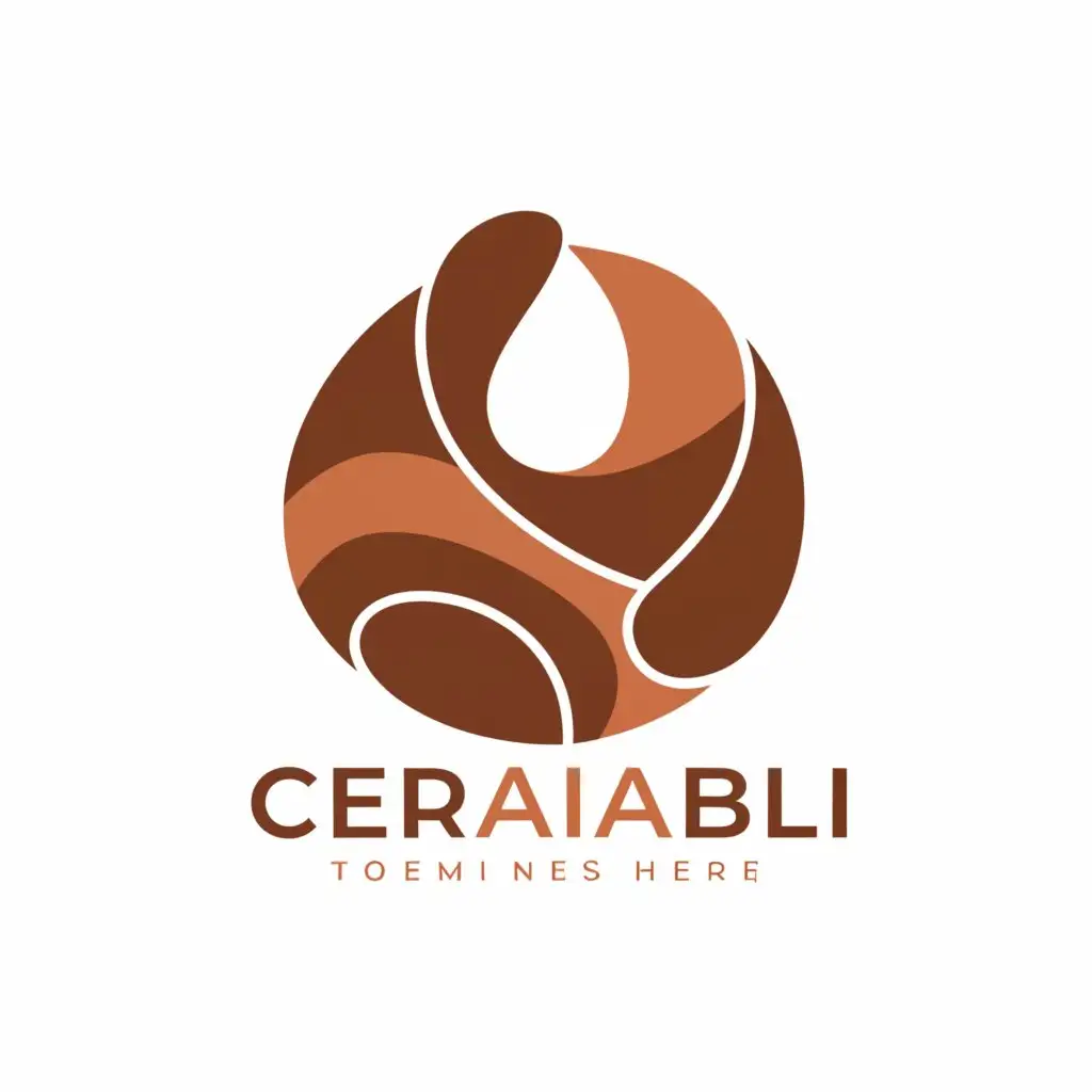 a logo design,with the text "CeramicAbili", main symbol:generate a logo representing an abstract shape that recalls the silhouette of a ceramic artifact. The elegant lines and hands shaping it suggest the artistic and creative nature of ceramics, while the terracotta color evokes the clay used to create the works.,Moderate,be used in Events industry,clear background
