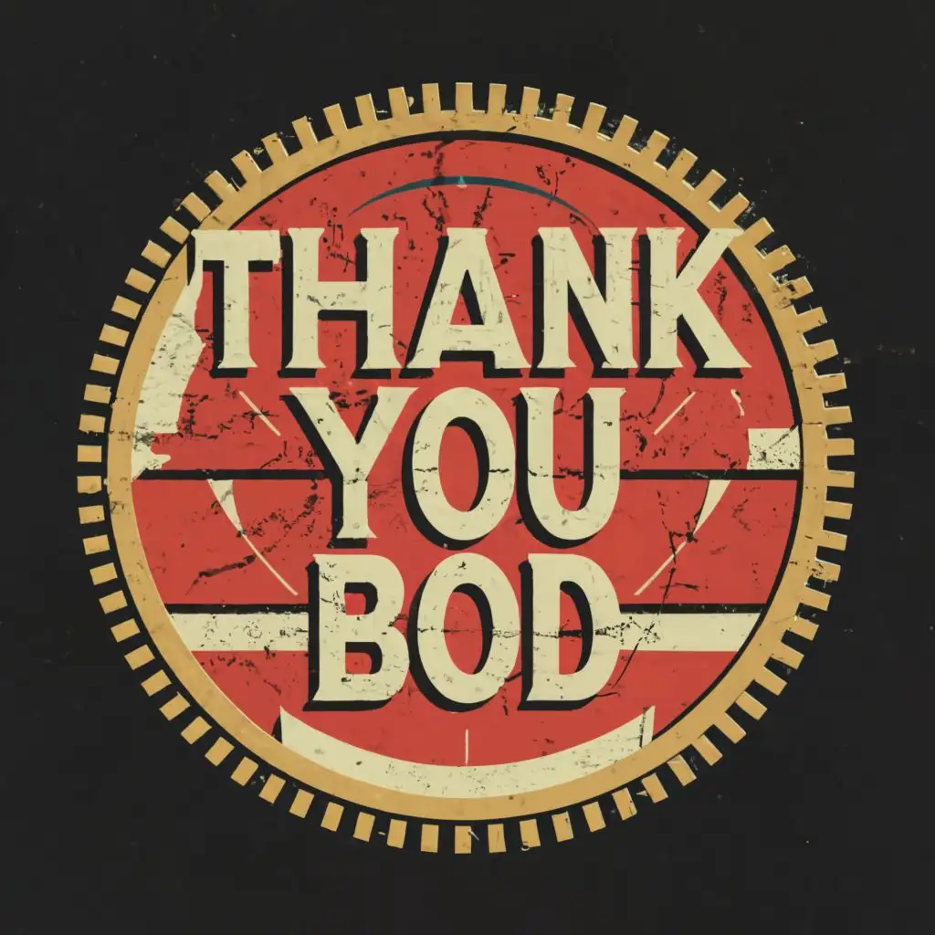 logo, Red Dwarf TV show, with the text "Thank you Bod", typography