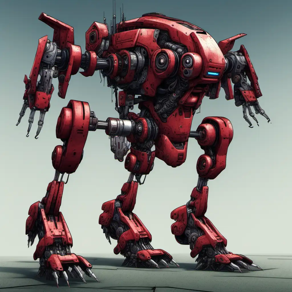 Crimson Sentinel Futuristic SixLegged Robot in Action