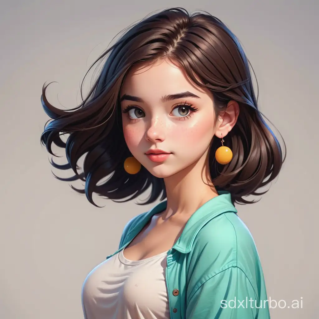 Cheerful Cartoon Girl Vibrant Character Illustration with Playful Charm ...