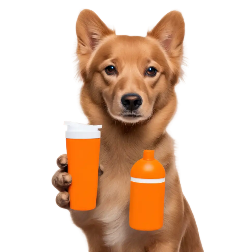 Adorable-Dog-Holding-Zasty-Paws-Product-Orange-Bottle-PNG-Image-Enhance-Your-Content-with-a-Charming-Canine