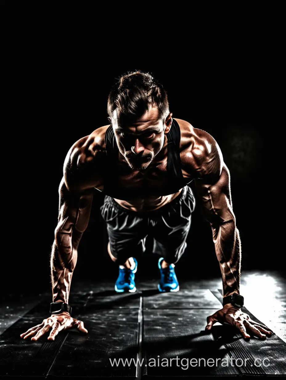 Intense-Workout-Man-Performing-PushUps-on-a-Dark-Background