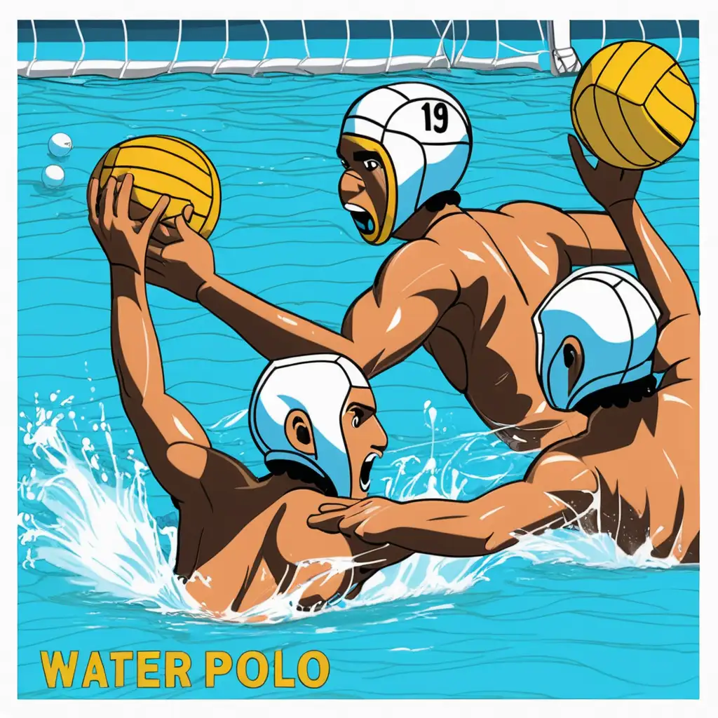 Dynamic Water Polo Match with Energetic Players in Action