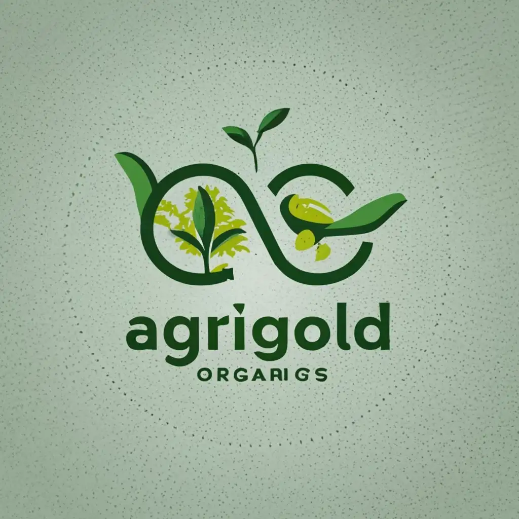 Design a modern and visually appealing logo for AGRIGOLD Organics, a brand specializing in organic fertilizers. Incorporate a white background with skeuomorphic elements, featuring earthworms and agricultural motifs. Emphasize the capital letters 'A' and 'O' separately, with a subtle yet distinct style. Integrate greenery near the letters, symbolizing the organic nature of the products. Include hands with a plant emerging from soil, showcasing the quality of the manure. Ensure a clean and contemporary look that effectively communicates the brand's commitment to organic and sustainable agriculture., with the text "Agrigold Organics", typography
