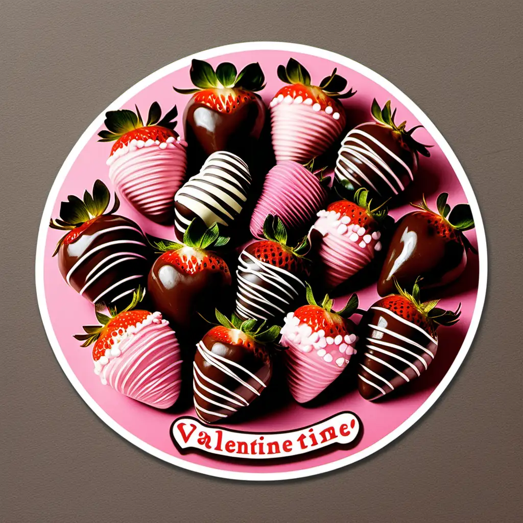 VALENTINE, ASSORTED CHOCOLATE COVERED STRAWBERRIES, DECORATED,AND ROSES,CARTOON STICKER 