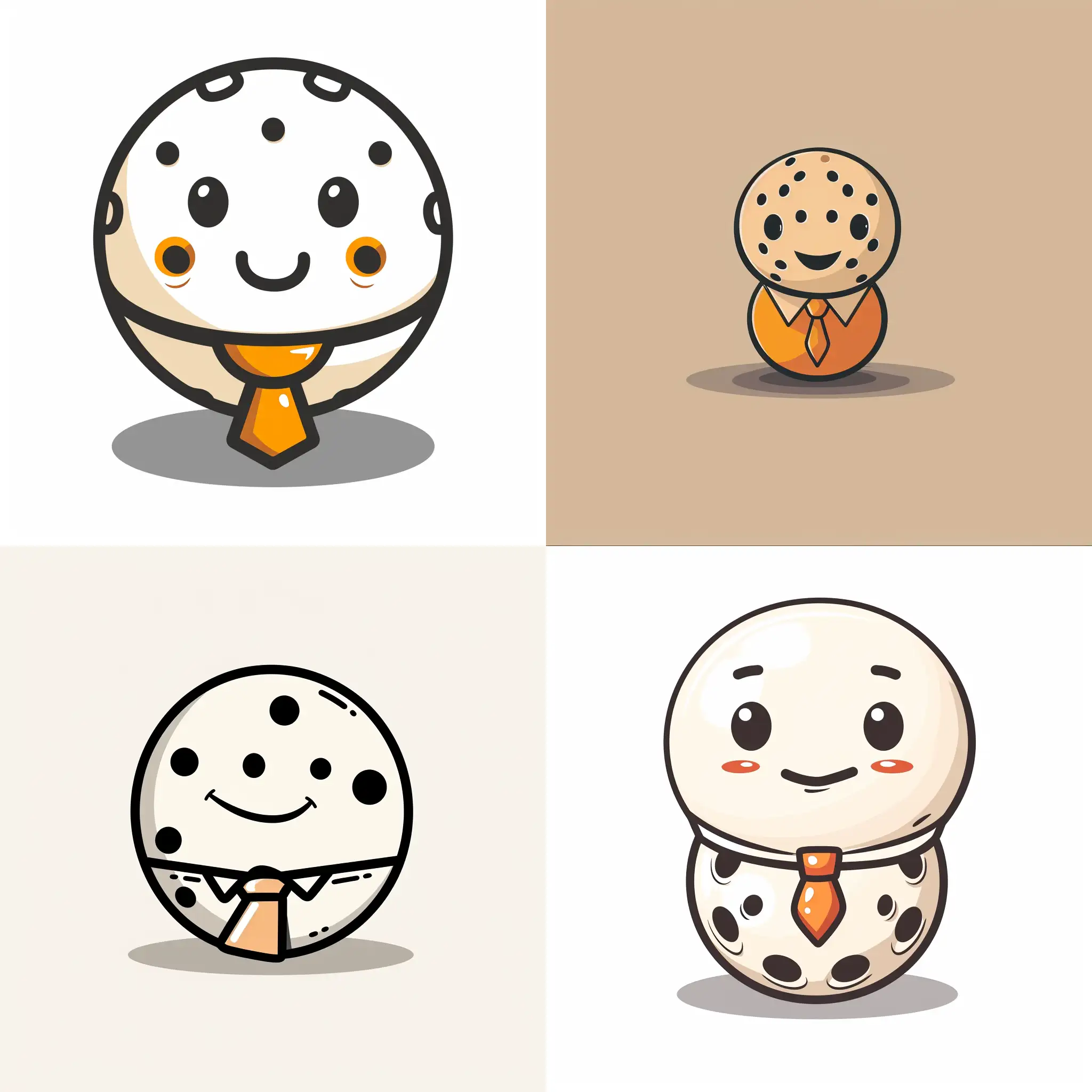 mascot logo, round ball with holes in it with a neck tie, boss, simple, line, flat, no gradient, no shadows