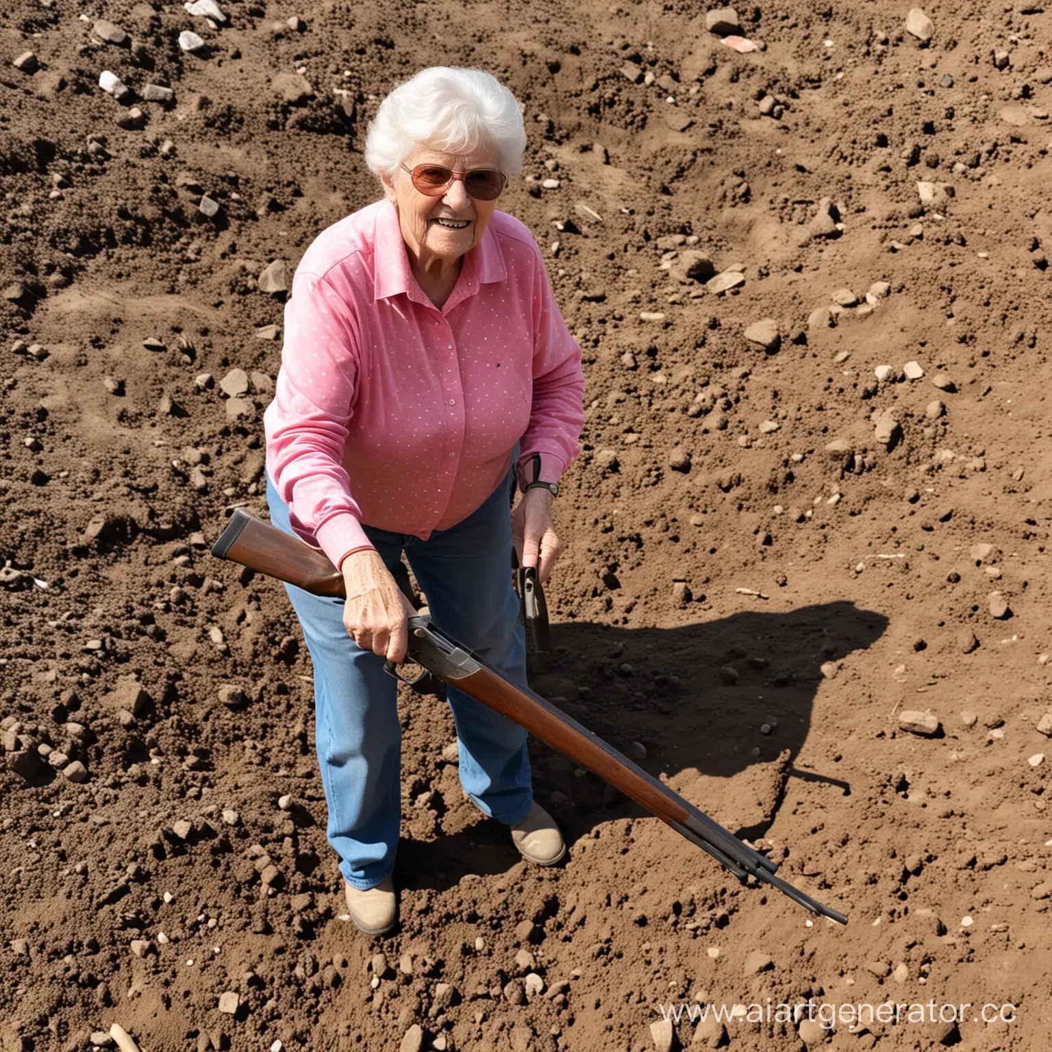 Бабка откопала дробовик в земле!