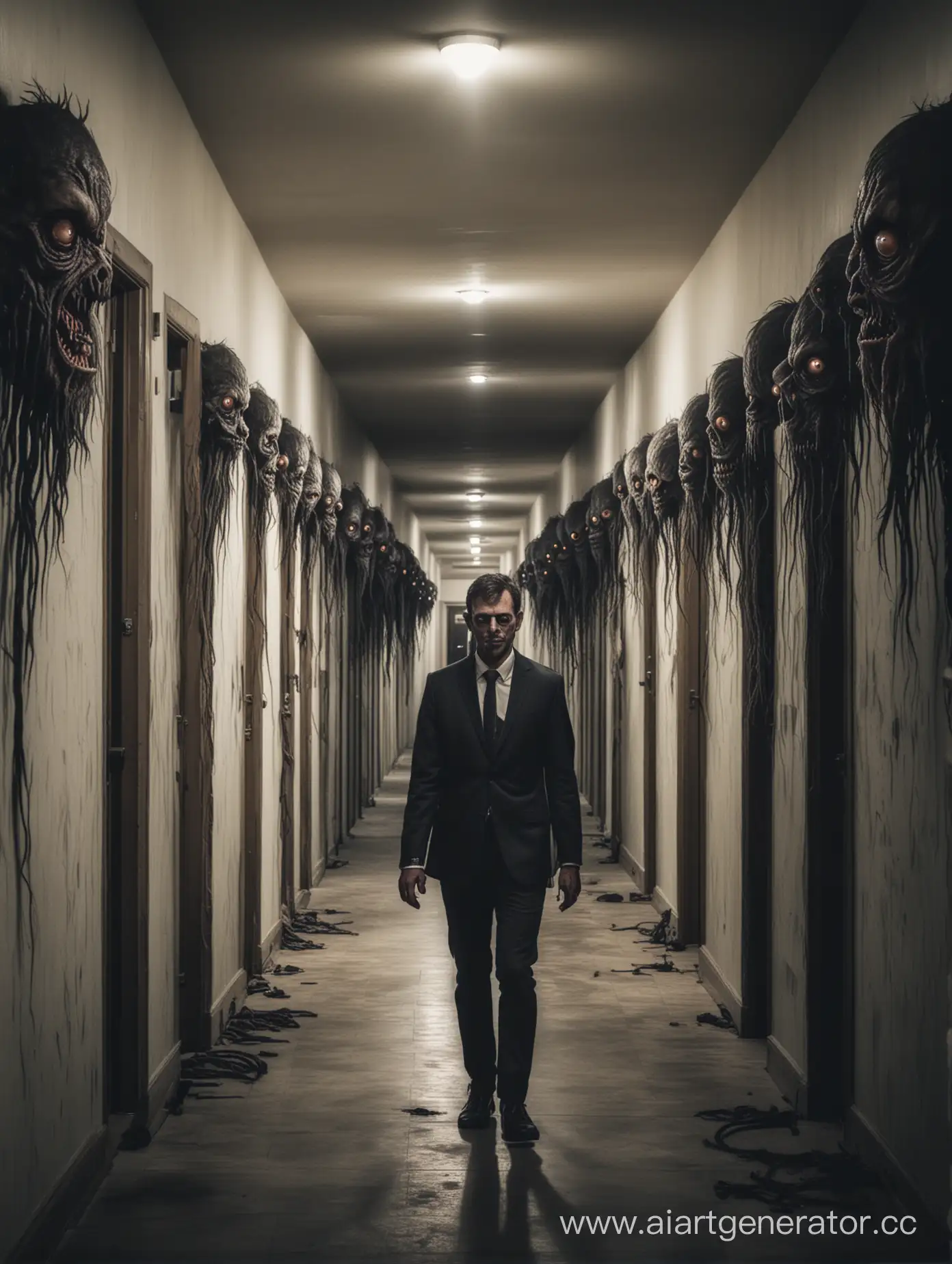 Terrifying-Monster-Man-with-Many-Eyes-in-Dark-Corridor