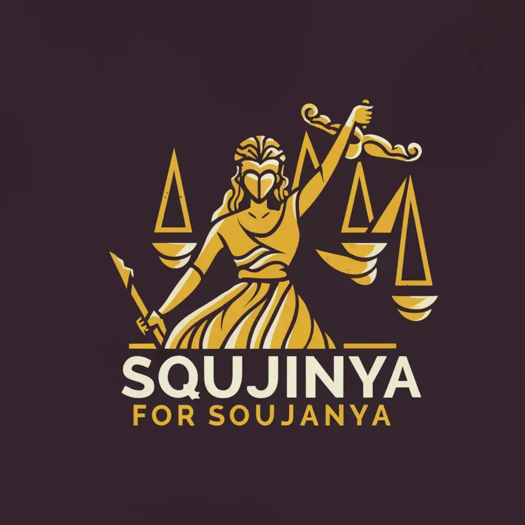 a logo design,with the text "JUSTICE FOR SOUJANYA", main symbol:Justice,Moderate,clear background