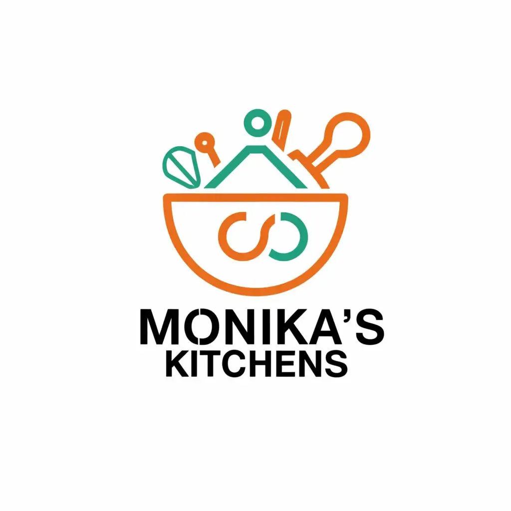 a logo design,with the text "Monika's Kitchens", main symbol:kitchen,Moderate,be used in Home Family industry,clear background