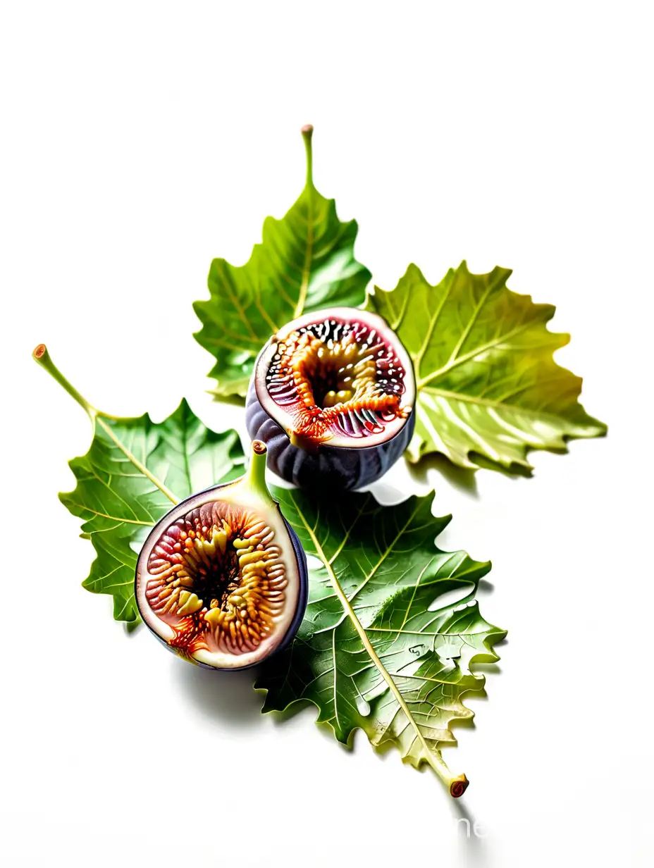 1 close Figs with leaf on white background 