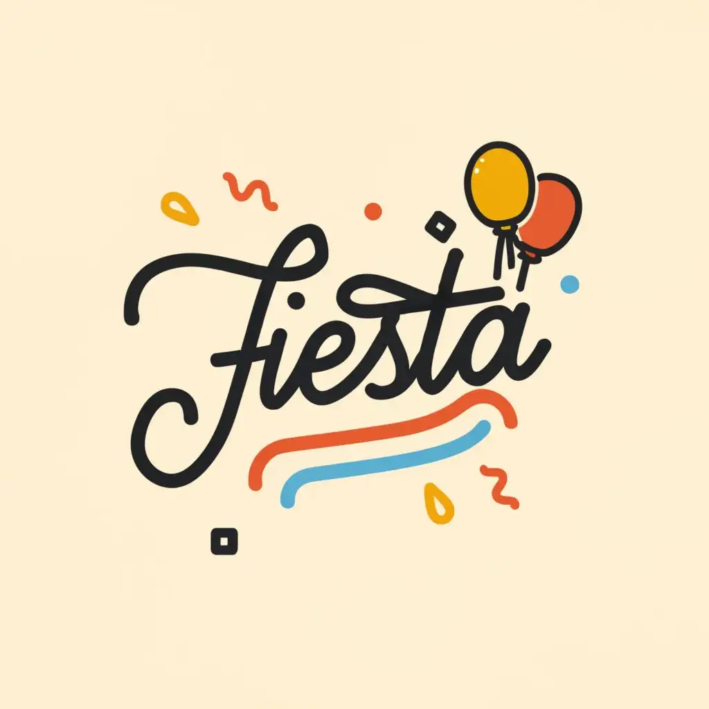 a logo design,with the text "Fiesta", main symbol:party,Minimalistic,be used in Events industry,clear background