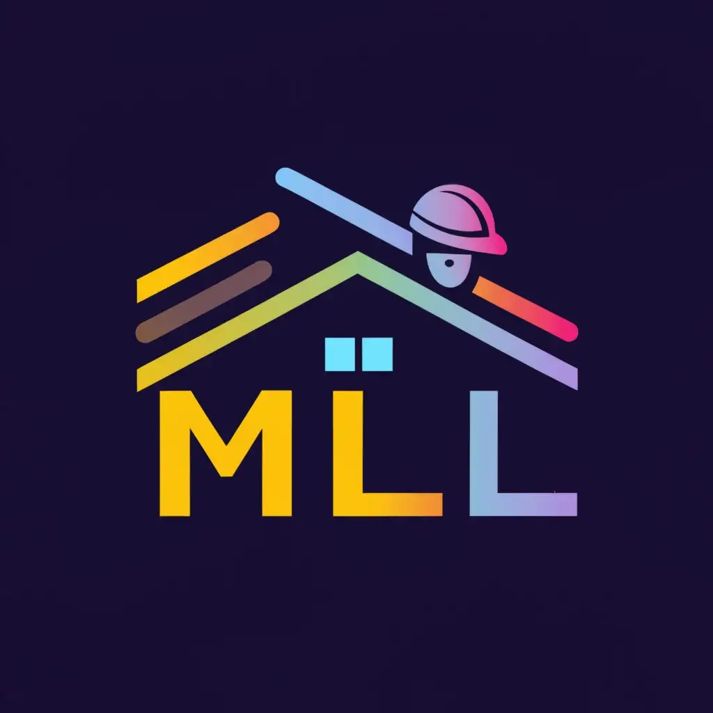 a logo design,with the text "MLL", main symbol:House, MLL, hard hat,complex,be used in Construction industry,clear background