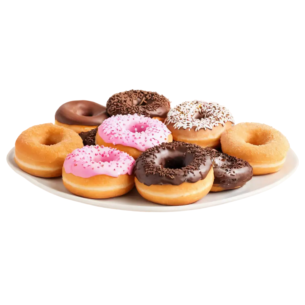 Pile of delicious donuts on plate
