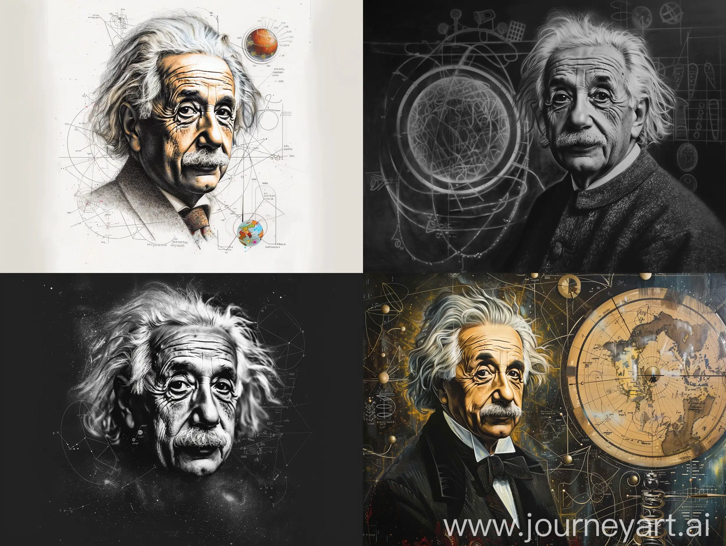 爱因斯坦的肖像和相关科学元素